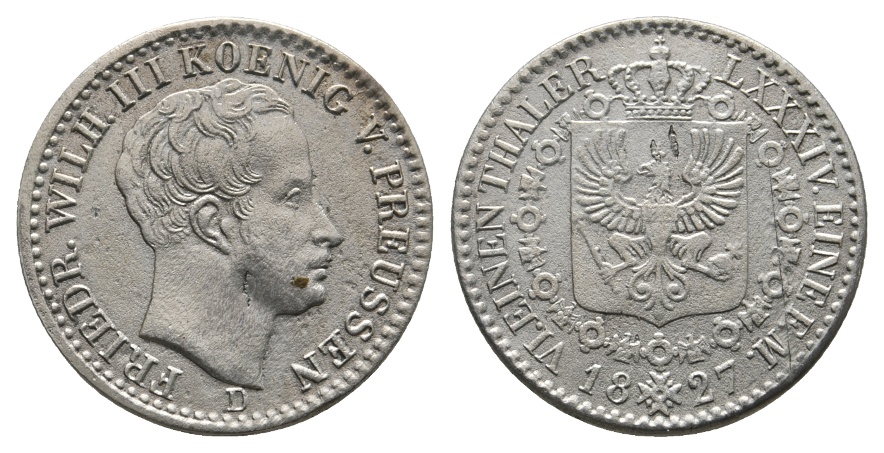  Altdeutschland; Preußen; Kleinmünze 1827   