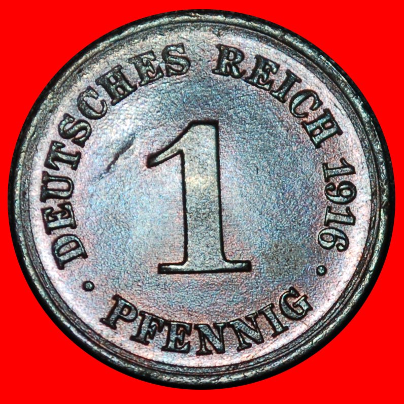  Ⰶ EAGLE (1890-1916): GERMANY ★1 PFENNIG 1916D BAVARIA! WILLIAM II (1888-1918)★LOW START★ NO RESERVE!   
