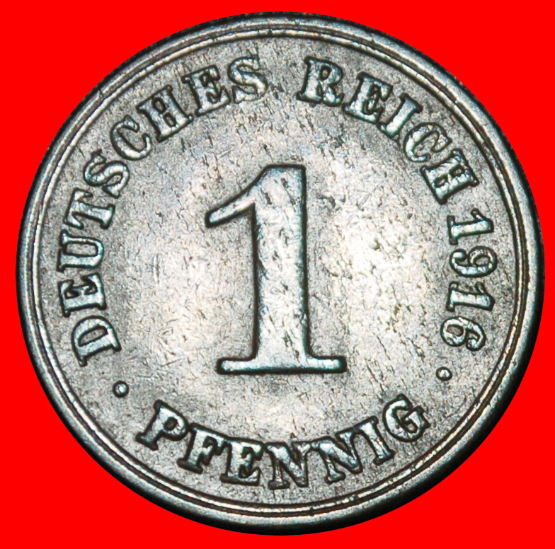 Ⰶ EAGLE 1890-1916:GERMANY★1 PFENNIG 1916F WUERTTEMBERG★WILLIAM II (1888-1918)★LOW START★ NO RESERVE!