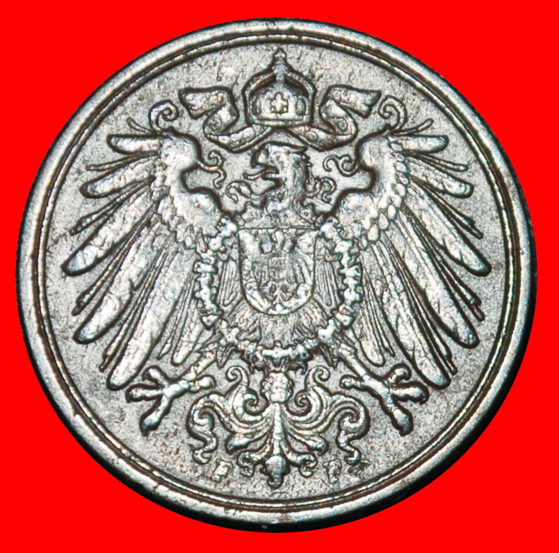  Ⰶ EAGLE 1890-1916:GERMANY★1 PFENNIG 1916F WUERTTEMBERG★WILLIAM II (1888-1918)★LOW START★ NO RESERVE!   