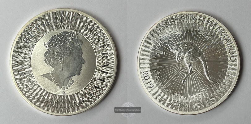  Australien  1 Dollar 2019 Kangaroo KM#3234 FM-Frankfurt  Feinsilber: 31,06g   