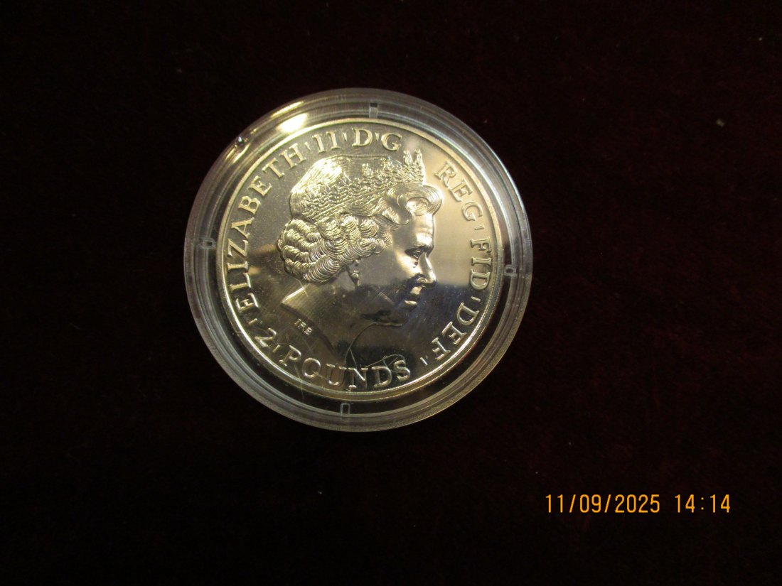  2 Pounds 2011 Silbermünze 999er Silber 31,1 Gramm   