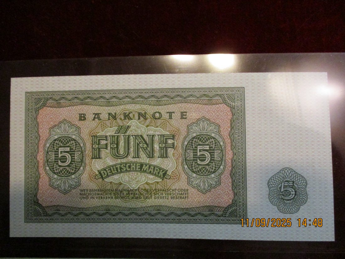  5 Mark Banknote Kassenfrisch Berlin 1955   