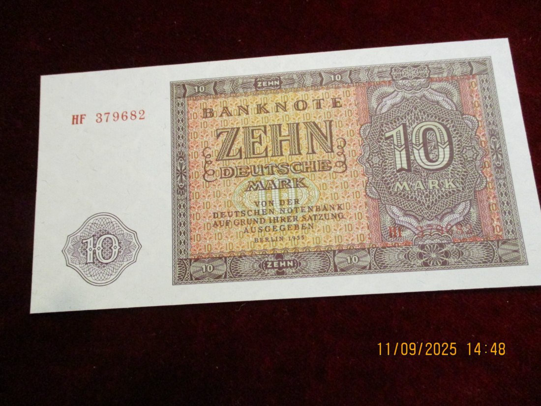  10 Mark Banknote Kassenfrisch Berlin 1955   