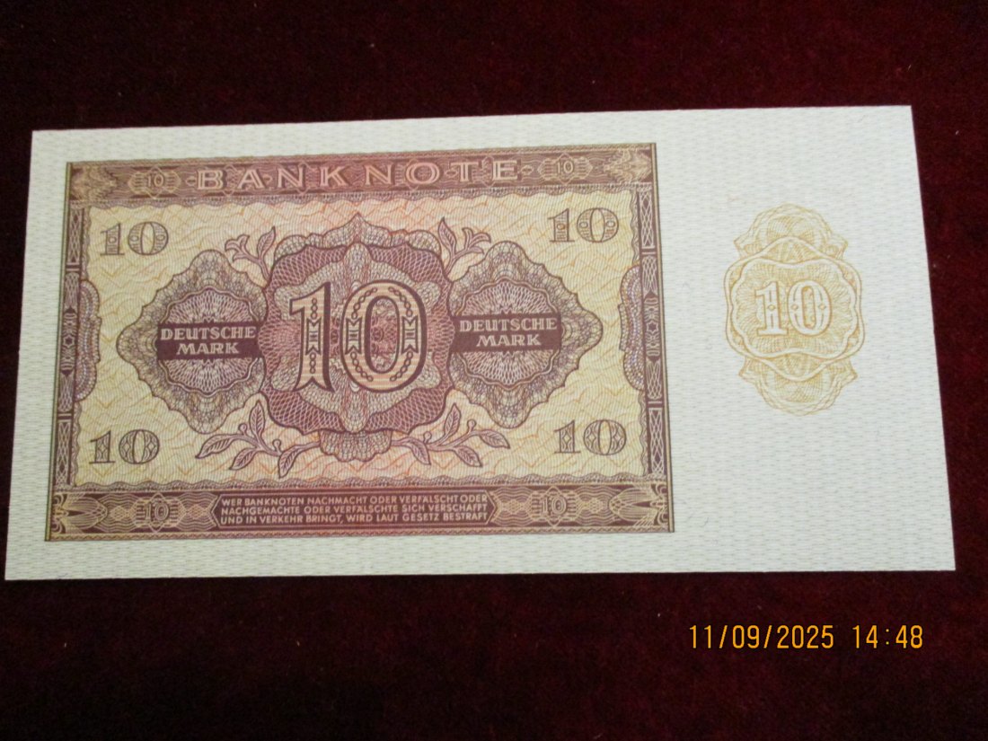  10 Mark Banknote Kassenfrisch Berlin 1955   