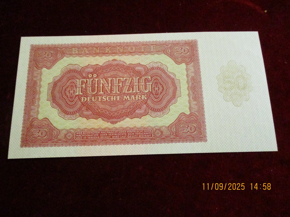  50 Mark Banknote Kassenfrisch Berlin 1955   