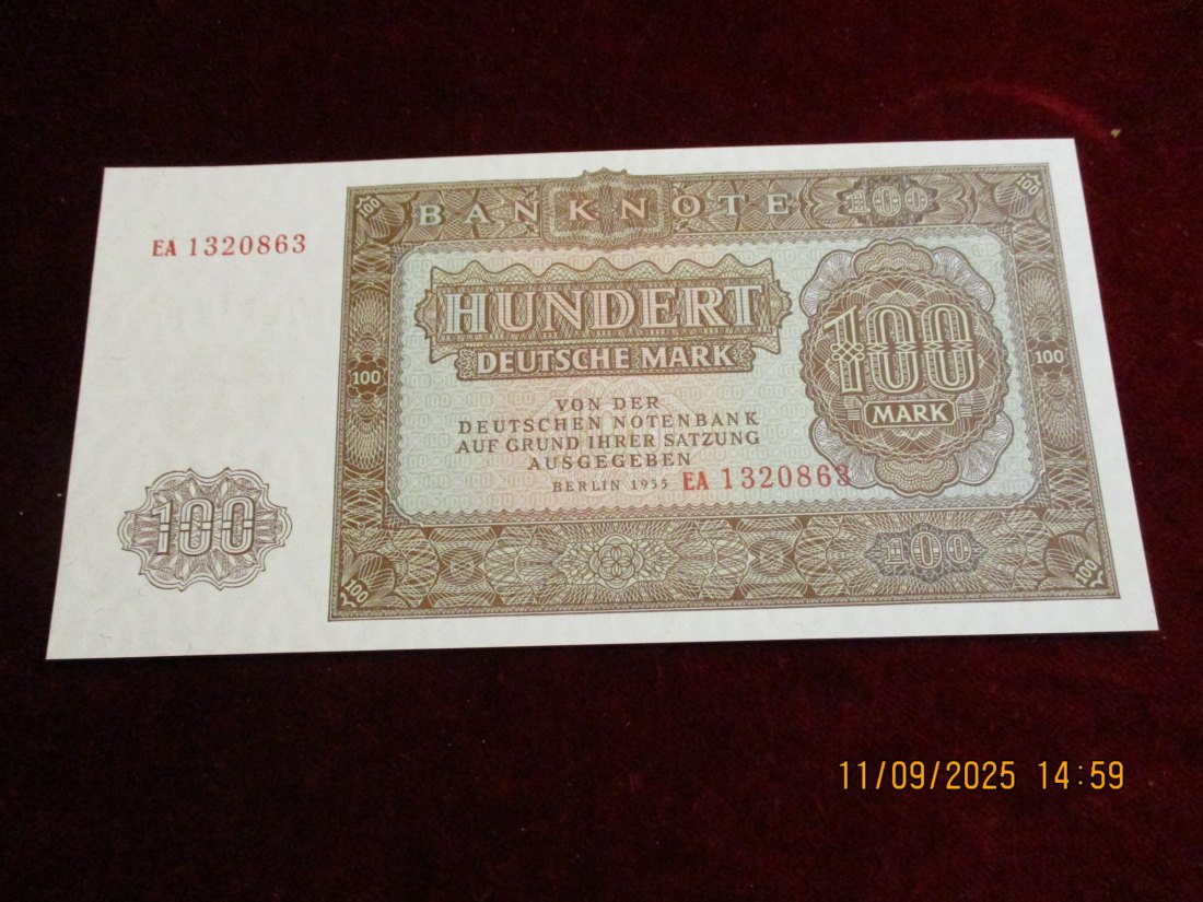  100 Mark Banknote Kassenfrisch Berlin 1955   