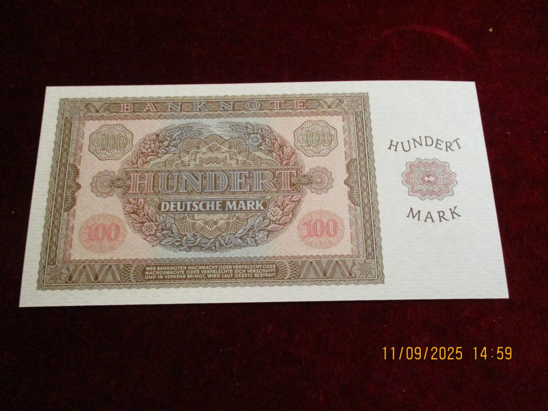  100 Mark Banknote Kassenfrisch Berlin 1955   