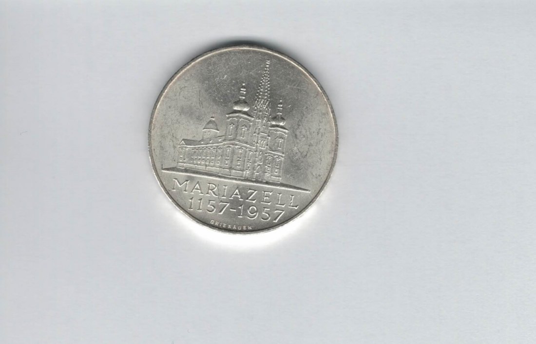  25 Schilling 1957 800 Jahre Mariazell 10,4g fein Ag Gedenkmünze Österreich Spittalgold9800 (04588/3)   
