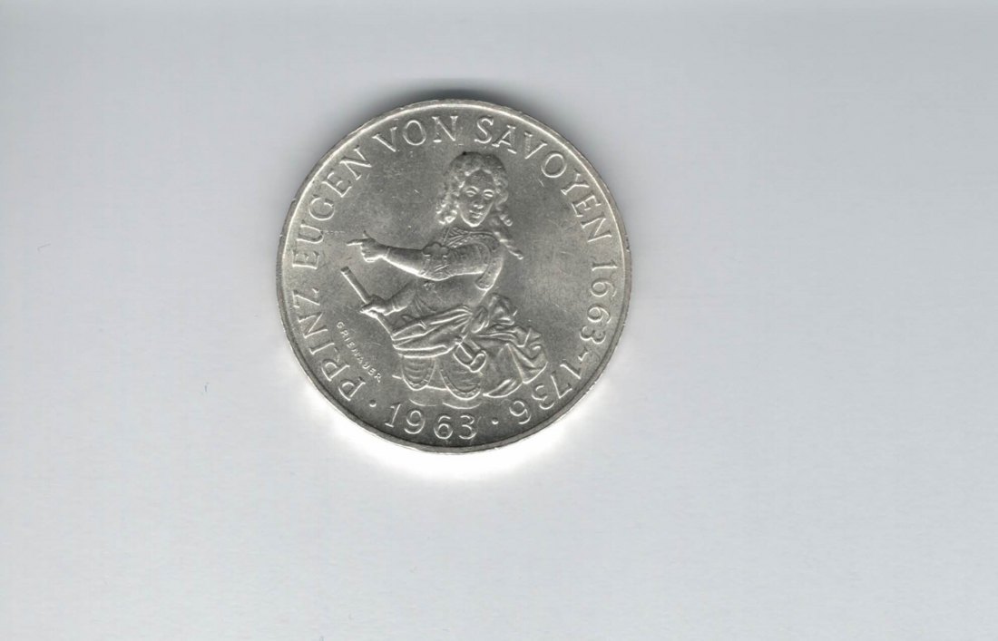  25 Schilling 1963 Prinz Eugen von Savoyen silber 10,4g fein Österreich Spittalgold9800 (04588/9)   