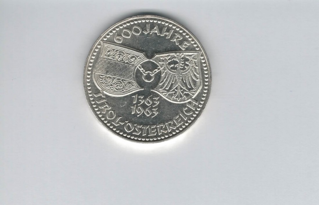  50 Schilling 1963 Tirol 600 Jahre bei Österreich 18g fein Ag Spittagold9800 (4584/2)   