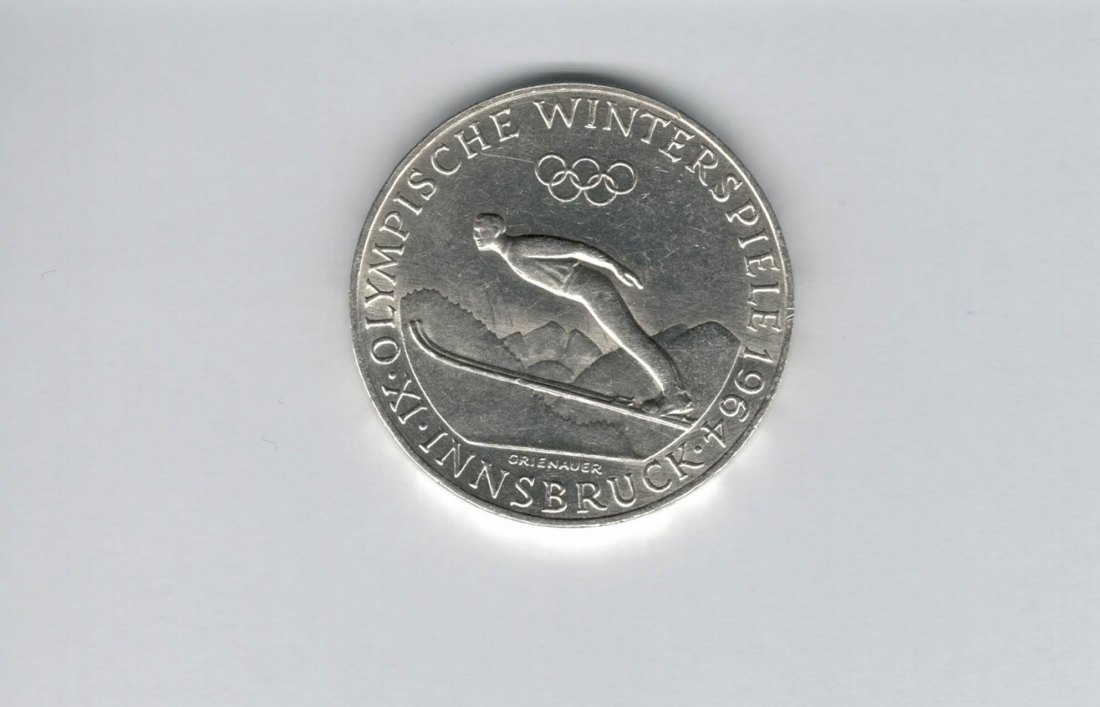  50 Schilling 1964 Winterolympiade Innsbruck silber 18g fein Österreich Spittalgold9800 (4584/3)   