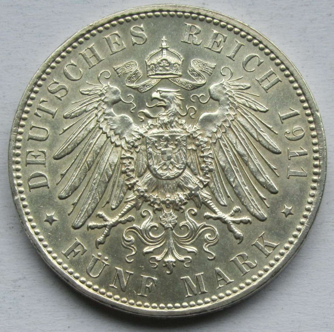  Kaiserreich: Bayern, 5 Mark Luitpold (Jaeger 50), 1911   