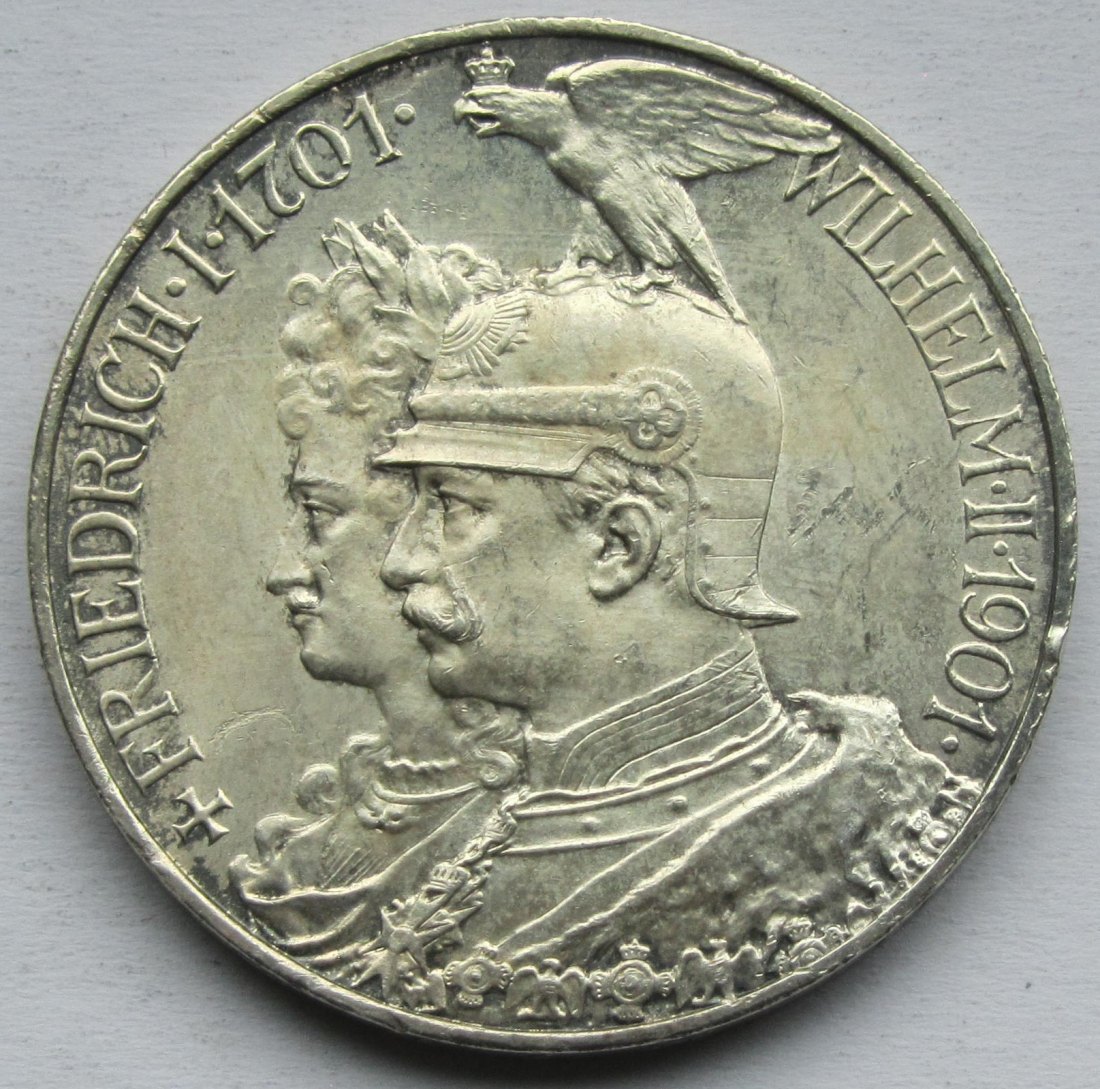  Kaiserreich: Preußen, 5 Mark 200 Jahre Königreich (Jaeger 106) 1901   
