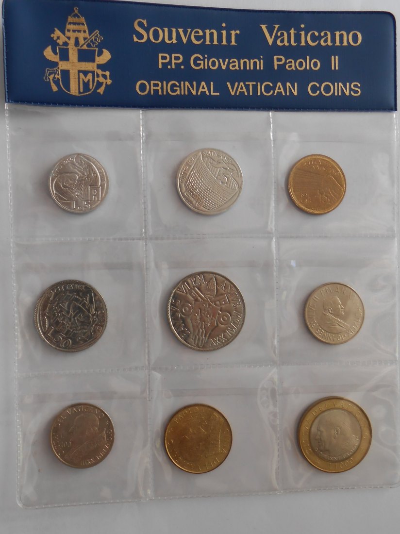  Kursmünzen Souvenir Set Vaticano P.P. Giovanni Paolo II Original VATICAN COINS   