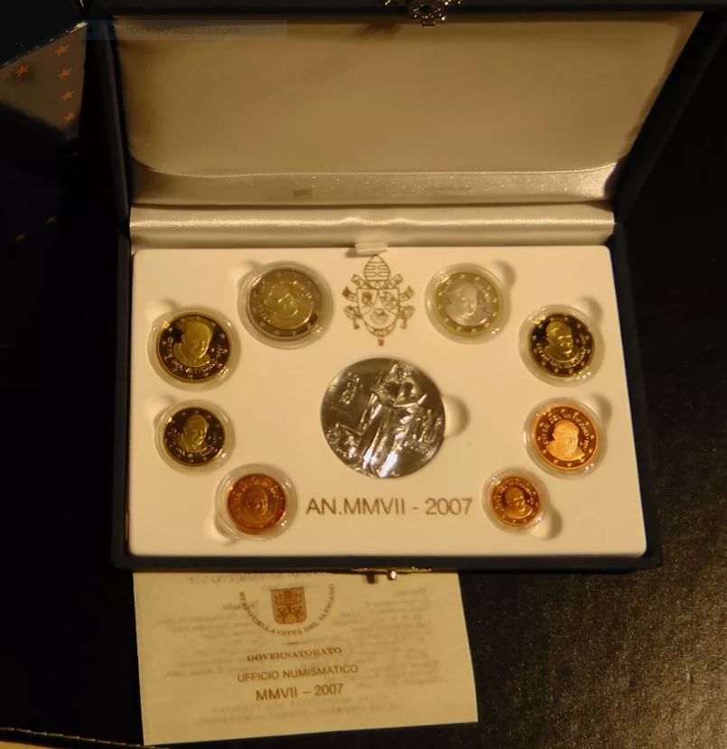  Vatikan KMS 2007 ANNO MMVII Kursmünzensatz EURO PP + Medaille 925 Silber + Zertifikat   