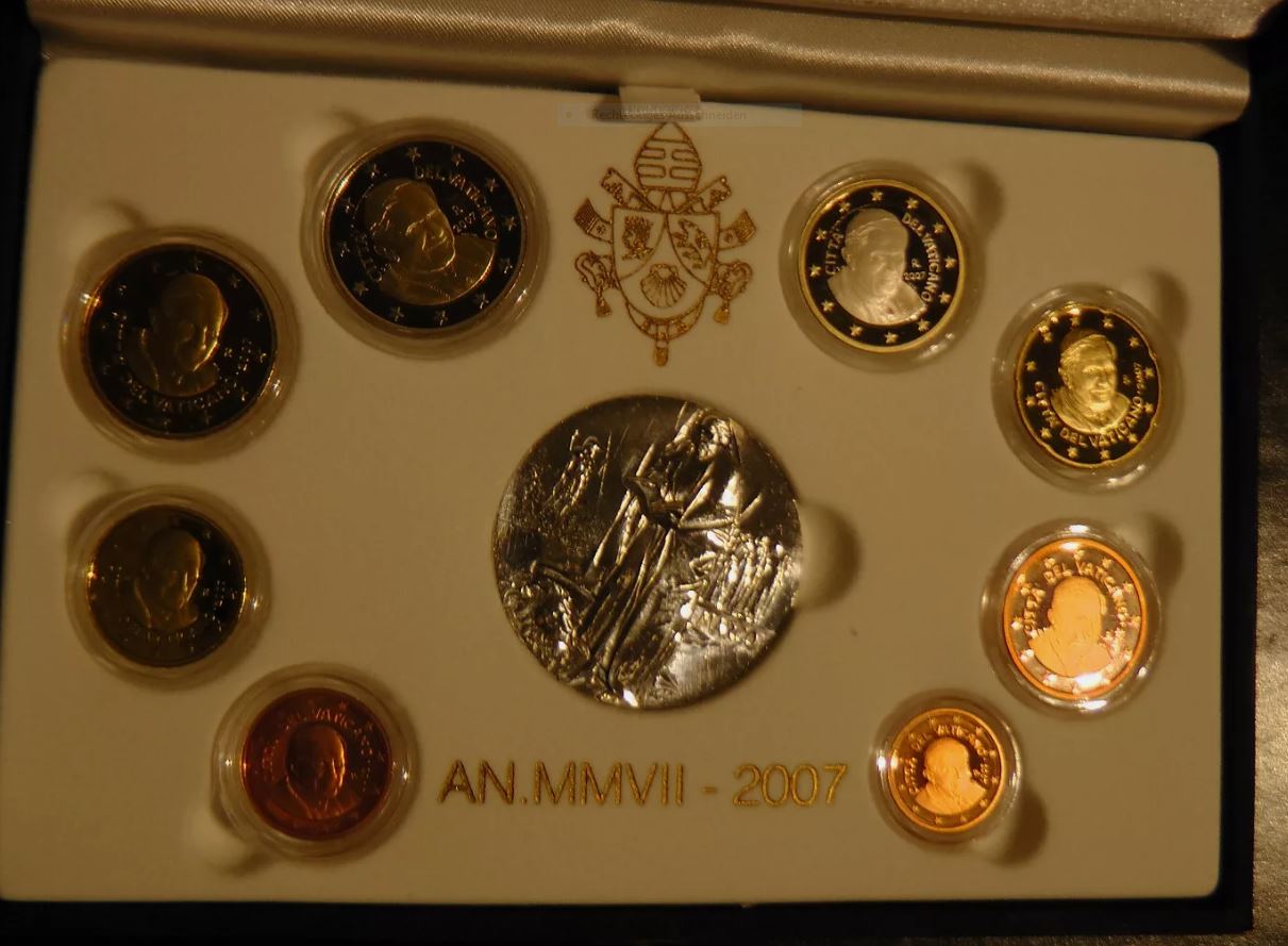  Vatikan KMS 2007 ANNO MMVII Kursmünzensatz EURO PP + Medaille 925 Silber + Zertifikat   