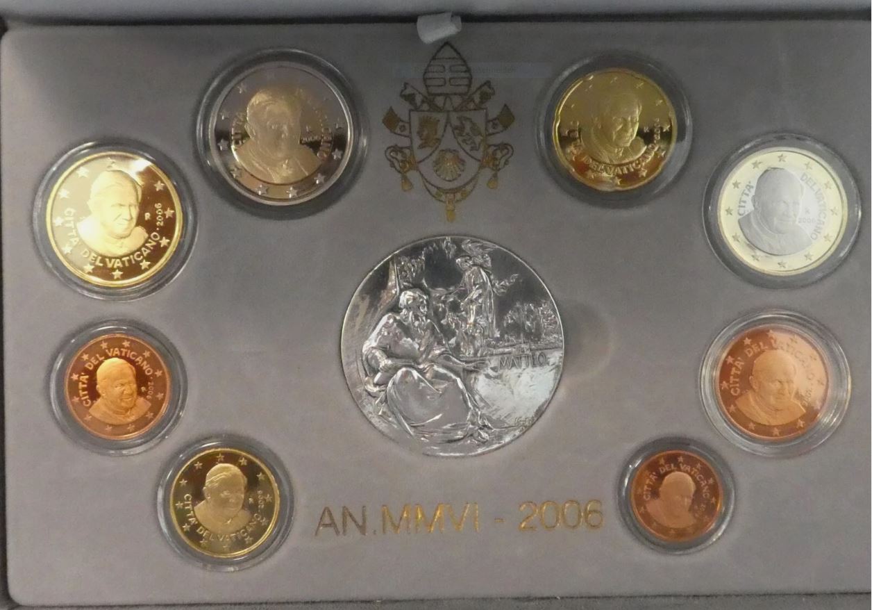  Vatikan KMS 2006 ANNO MMVI Kursmünzensatz EURO PP + Medaille 925 Silber + Zertifikat   