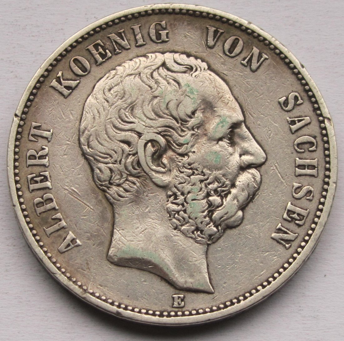  Kaiserreich: Sachsen, 5 Mark Albert (Jaeger 122), 1889   