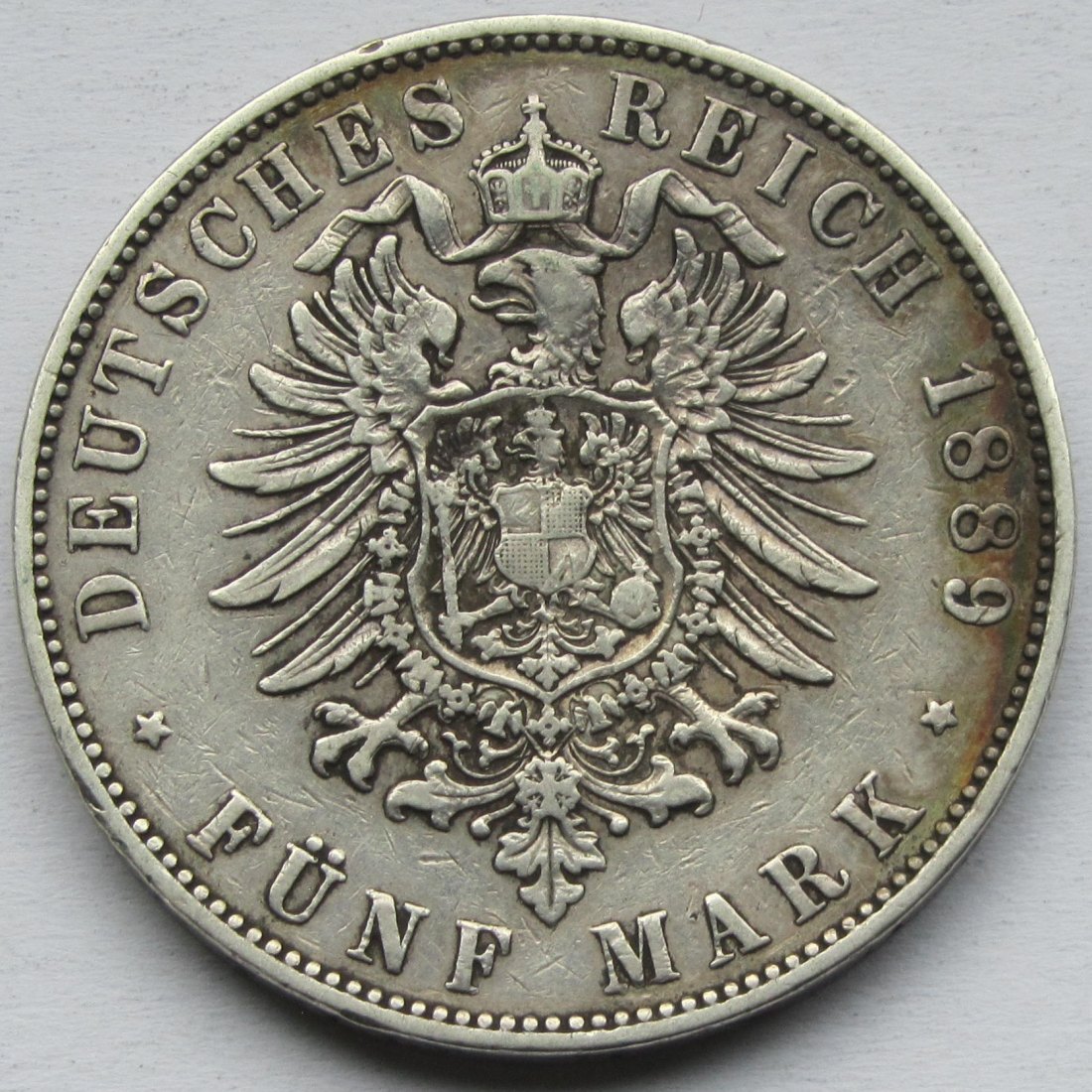  Kaiserreich: Sachsen, 5 Mark Albert (Jaeger 122), 1889   