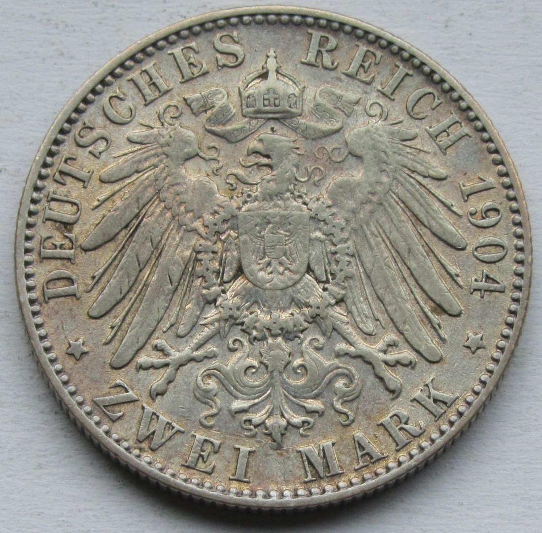  Kaiserreich: Sachsen, 2 Mark Georg (Jaeger 129), 1904   