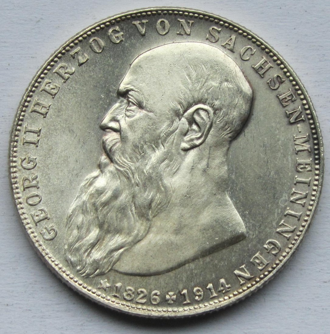  Kaiserreich: Sachsen-Meiningen, 2 Mark Georg II. auf den Tod 1915 (Jaeger 154)   