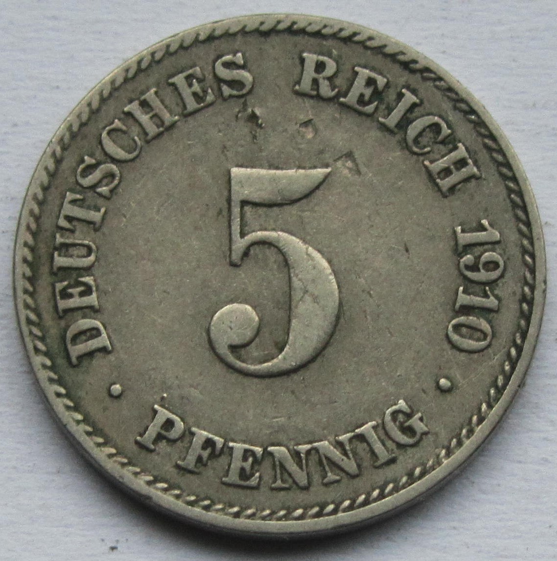  Kaiserreich: 5 Pfennig 1910 J   