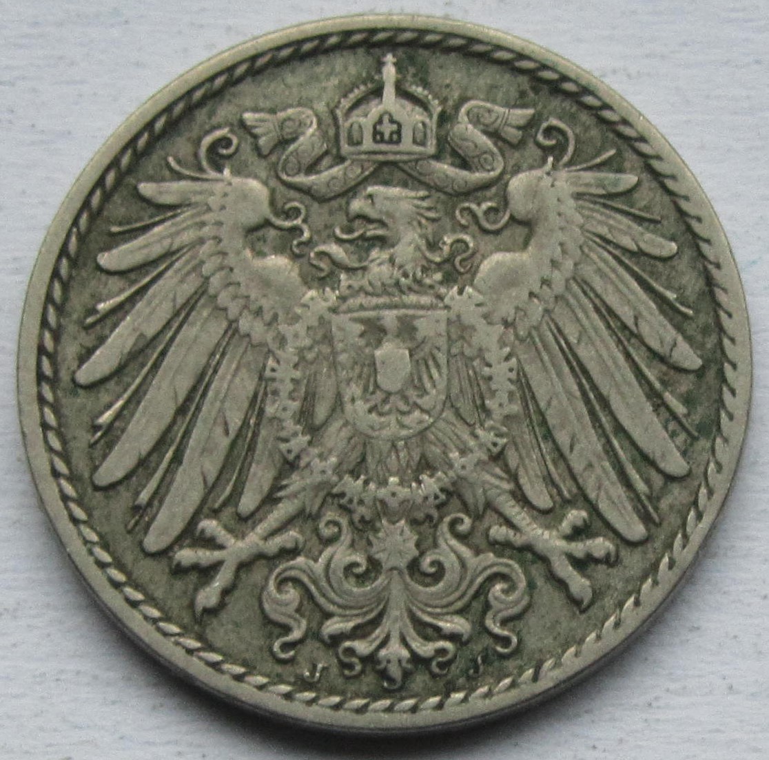  Kaiserreich: 5 Pfennig 1910 J   