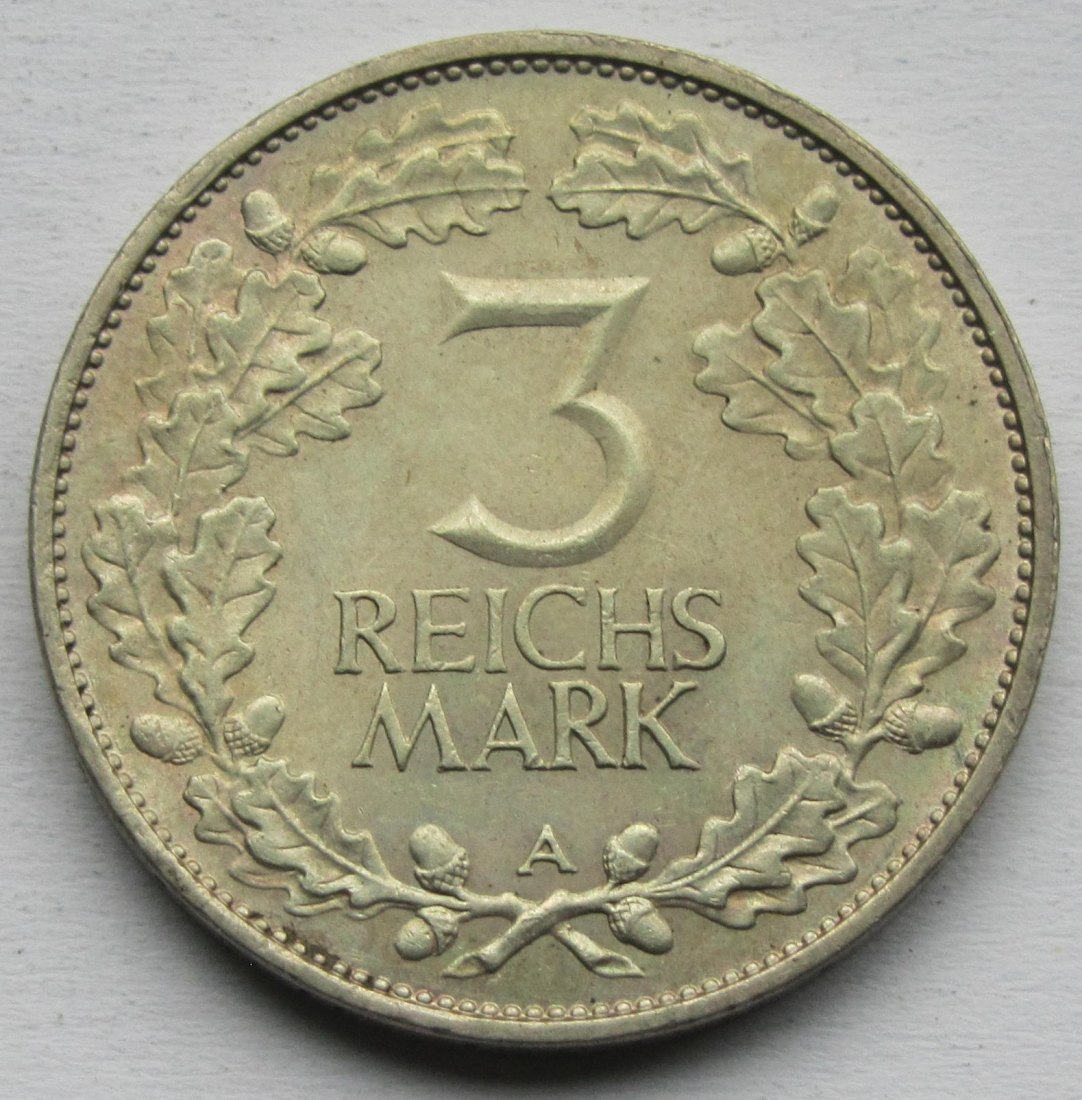  Weimarer Republik: 3 Mark Rheinlande (Jaeger 321), 1925 A   