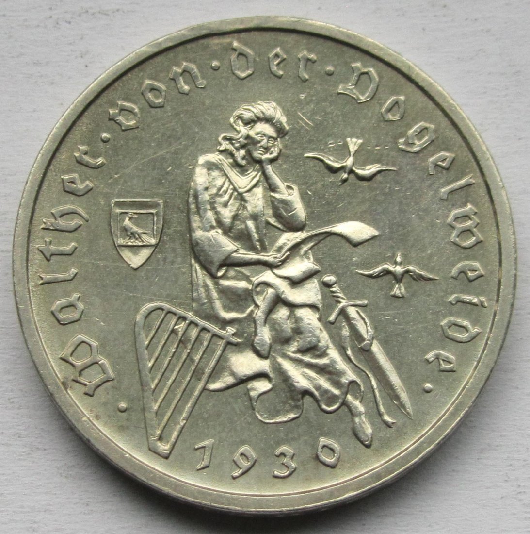  Weimarer Republik: 3 Mark Vogelweide (Jaeger 344), 1930 F   