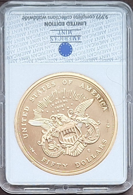  USA, 50 Gold-Dollars,1877 Half Union Pattern Replica gekapselt   