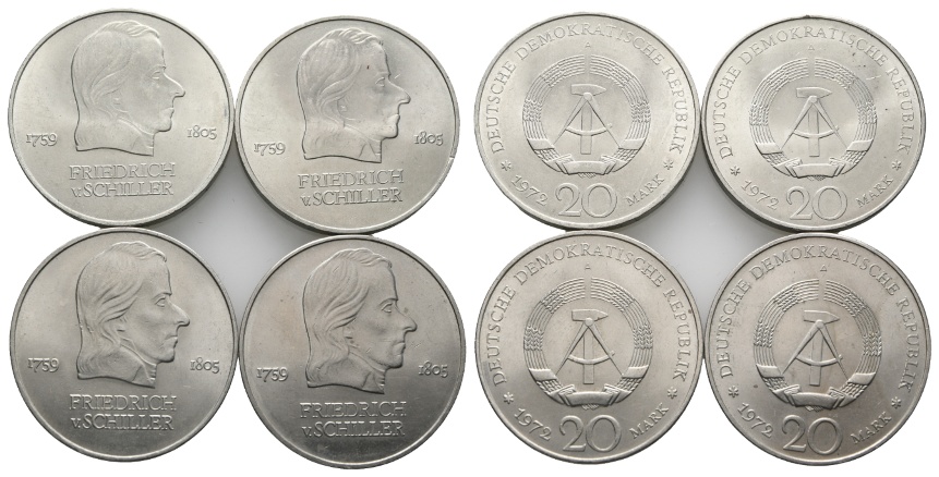  DDR; 4x 20 Mark 1972; Friedrich v. Schiller   
