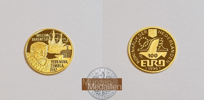  Niederlande 1997 Medaille Willem Berentsz (100 EURO) FM-Frankfurt Feingold: 3,43g   