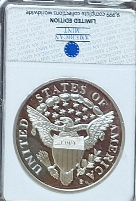  USA,1804 Silver Dollar Replica (Kupfer versilbert) gekapselt   