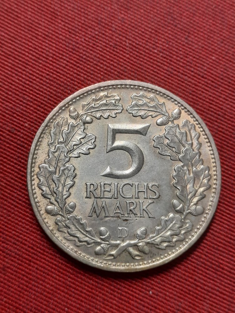 Weimar 5 Mark 1925 D Rheinlande