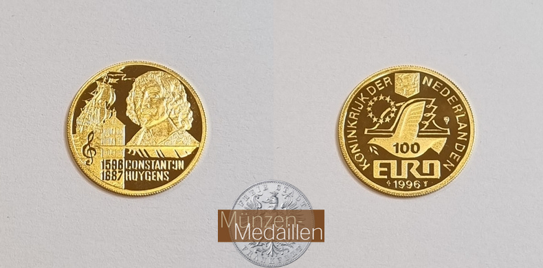  Niederlande 1997 Medaille Constantijn Huygens (100 EURO) FM-Frankfurt Feingold: 3,2g   