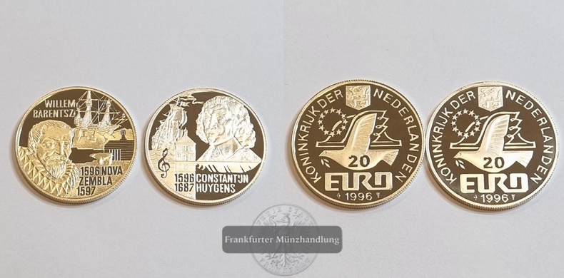  Niederlande 1996 20 EURO Willem Berentsz & Constantijn Huygens LOT FM-Frankfurt Feinsilber: 24g   