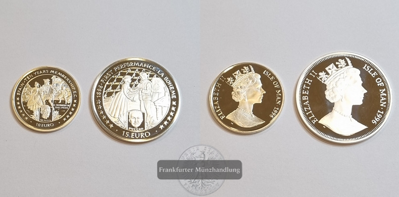  Isle of Man 1996 10 EURO & 15 EURO (2 Münzen LOT) FM-Frankfurt Feinsilber: 27g   