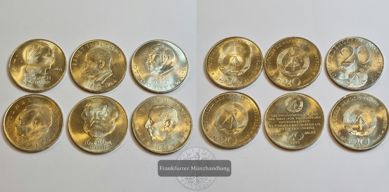 Deutschland DDR 20 Mark (1971 - 1983) 6 Münzen LOT FM-Frankfurt   
