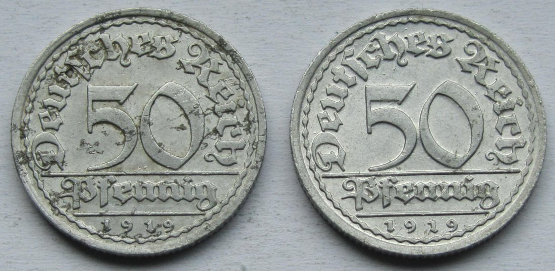  Weimarer Republik: 50 Pfennig 1919 F + J   