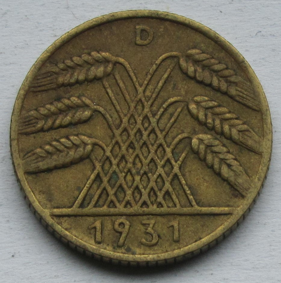  Weimarer Republik: 10 Pfennig 1931 D   