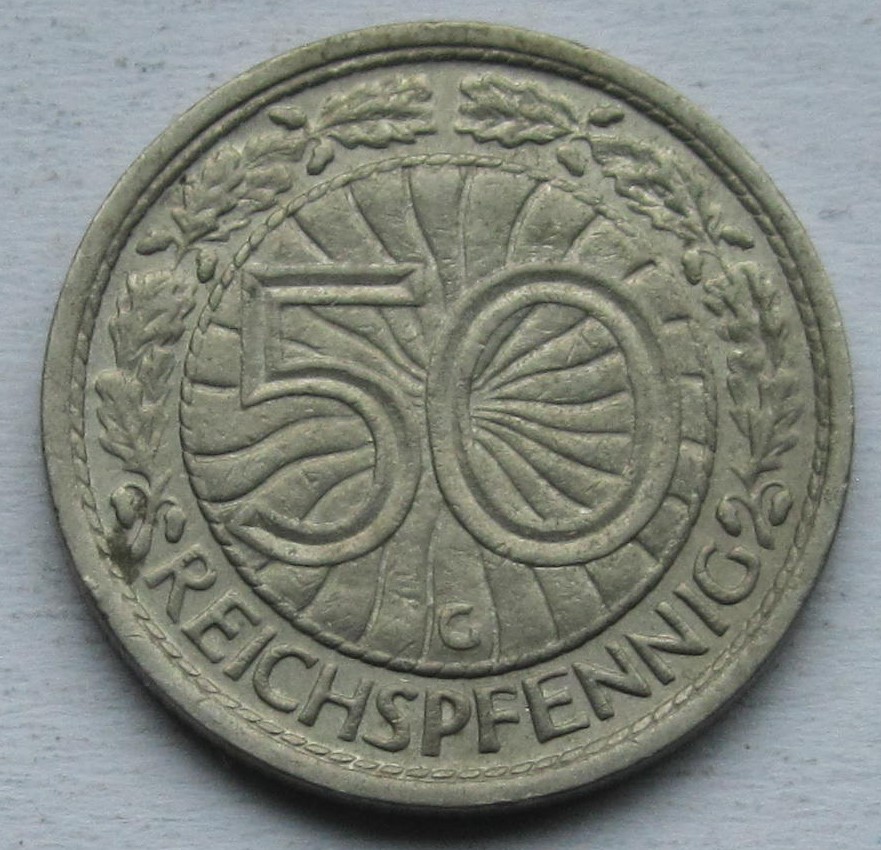  Weimarer Republik: 50 Pfennig 1930 G   