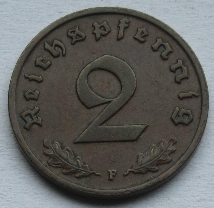  Deutsches Reich: 2 Pfennig 1936 F   