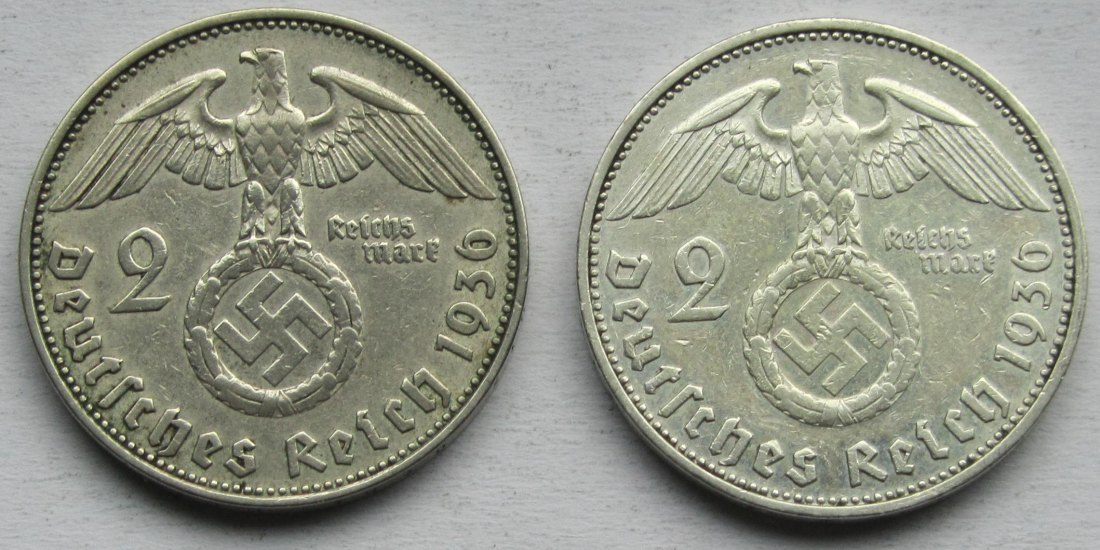  Deutsches Reich: 2 Mark 1936 D + G   