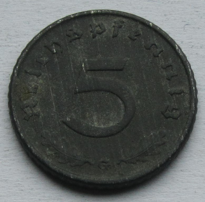  Deutsches Reich: 5 Pfennig 1944 G   
