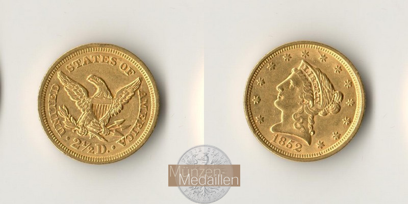 USA MM-Frankfurt Feingewicht: 3,76g 2,5 Dollar 1852 