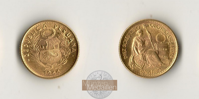 Peru MM-Frankfurt Feingold: 4,221g 10 Soles 1966 