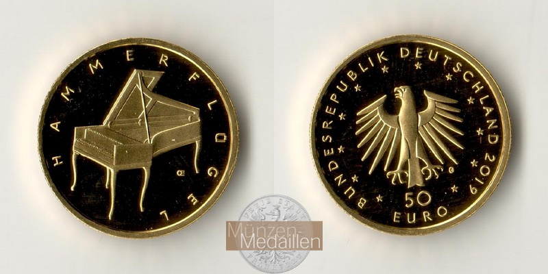 BRD  50 Euro MM-Frankfurt Feingold: 7,78g Hammerflügel 2019 G 