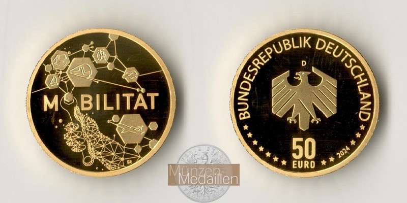  Deutschland 50 Euros (Mobility) 2024 F MM-Frankfurt KM#452 Feingold: 7,78g   