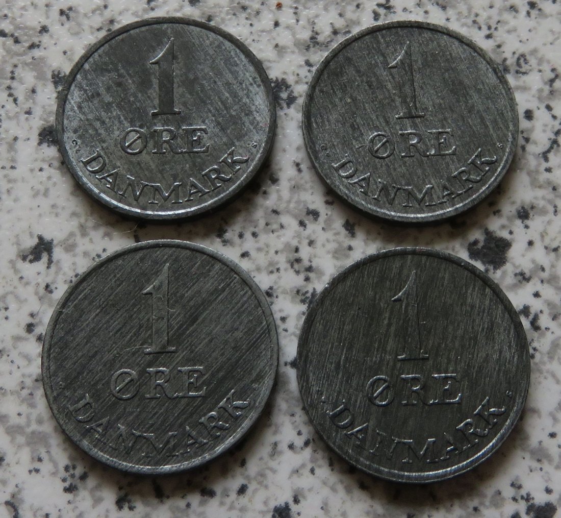  Dänemark 1 Öre 1960, 1961, 1962 und 1963, besser   
